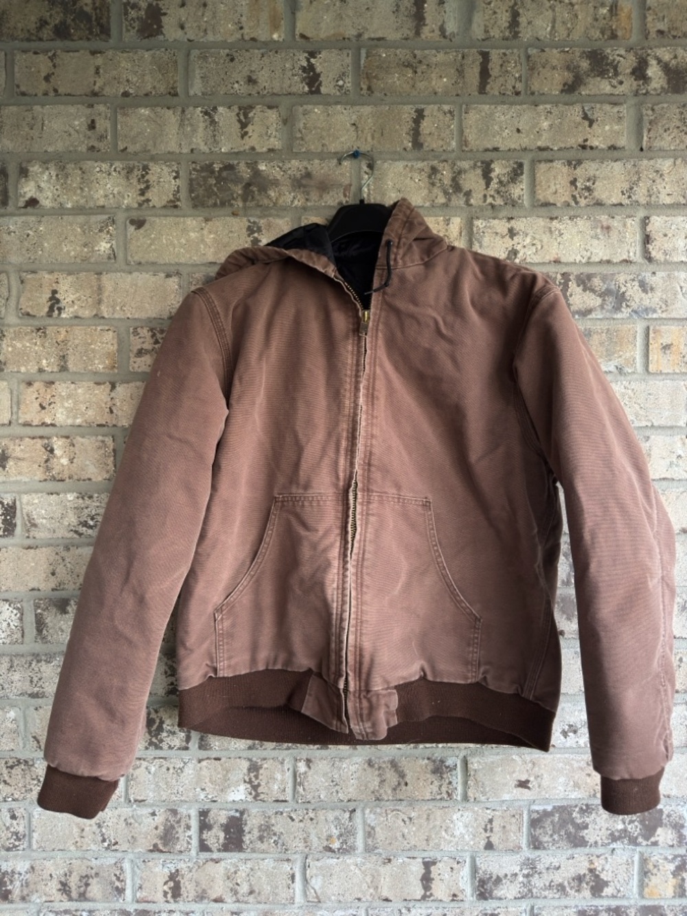 Redhead Men’s Washed Brown Canvas Quilted Full Zip Jacket with Hood